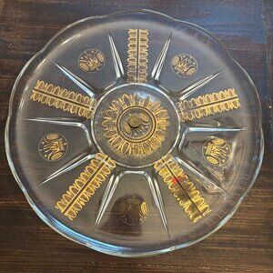 Vintage Georges Briard Regalia Crown Gold 22kt Cake Plate or Platter 11"